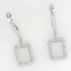 14k White Gold Semi Mount Diamond Earrings 0.99 Ctw