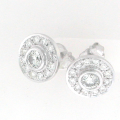 14k White Gold Diamond Earrings 1.05 Ctw