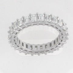 14k White Gold Diamond Emerald Eternity Wedding Band 4.07 cts