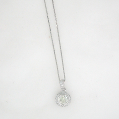 16" 14k White Gold Diamond Pendant Necklace 1.01 Cts