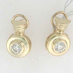 14k Yellow Gold Bezel Set Full Cut Diamond French Clip Earrings 1.43 Ctw