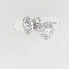 14k White Gold Halo Diamond Earrings 0.70 Ctw