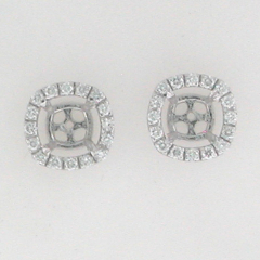 14k White Gold Semi Mount Jacket Diamond Earrings 0.53 Ctw