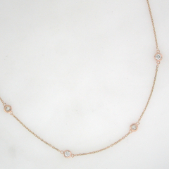 14k Rose Gold 16" Diamond by the Yard Necklace 1.24 Ctw