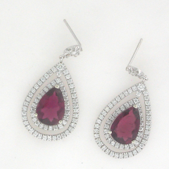 14k White Gold Tourmaline Pear Shape Diamond Earrings 6.95 Ctw