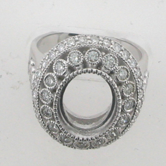 14k White Gold Semi Mount Diamond Ring 1.02 ctw