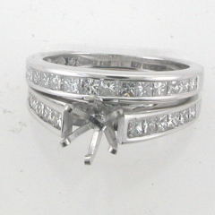 14k White Gold Semi Mount Diamond Engagement Set 1.15 ctw