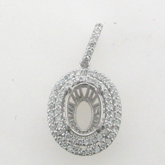 14k White Gold Semi Mount Diamond Pendent 0.61 ctw
