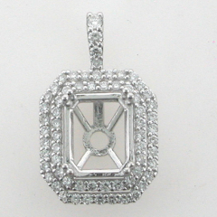 14k White Gold Semi Mount Diamond Pendant 0.80 ctw