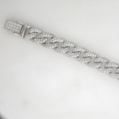 14k White Gold 7 1/2 Pave' Setting Solid Diamond Link Bracelet 9.14 ctw