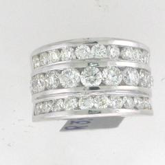 14k White Gold Three Row Channel Setting Diamond Anniversary Band 3.96 ctw