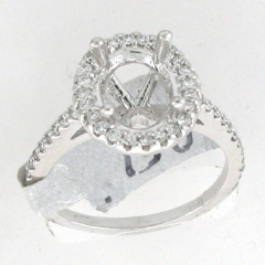 14k White Gold Semi Mount Halo Diamond Engagement Ring 0.51 Ctw 