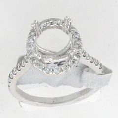 14k White Gold Semi Mount Halo Diamond Ring 0.62 Ctw 