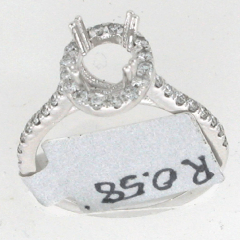 14k White Gold Semi Mount Halo Diamond Engagement Ring 0. 58 Ctw