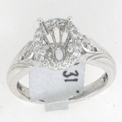 14k White Gold Semi Mount Halo Diamond Engagement Ring 0.31 Ctw