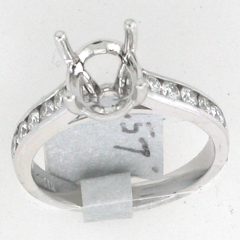 14k White Gold Semi Mount Channel Setting Engagement Diamond Ring 0.57 Ctw 