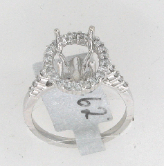 14k White Gold Semi Mount Diamond Halo Ring 0.62 Ctw 
