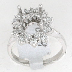 14k White Gold Semi Mount Diamond Halo Ring 0.79 Ctw 