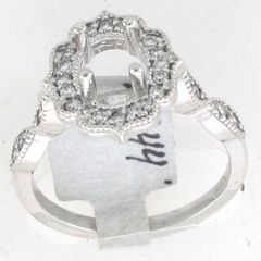 14k White Gold Semi Mount Diamond Halo Ring 0.44 Ctw