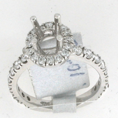 14k White Gold Semi Mount Halo Diamond Engagement Ring 1.01 Ctw