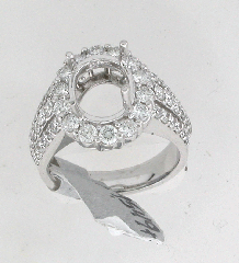 14k White Gold Semi Mount Diamond Ring 1.73 Ctw 