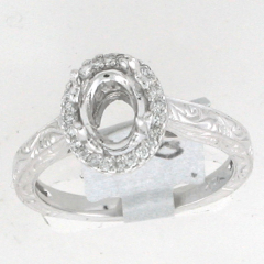 14k White Gold Semi Mount Halo Diamond Engagement Ring 0.20 Ctw