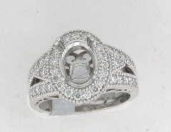 14k White Gold Semi Mount Split Shank Diamond Ring 1.01 Ctw