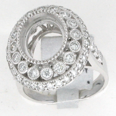 14k White Gold Semi Mount Double Halo Diamond Ring 1.25 Ctw 