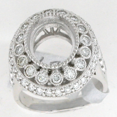 14k White Gold Semi Mount Double Halo Diamond Ring 1.02 Ctw