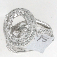 14k White Gold Semi Mount Double Halo Split Shank Diamond Ring 0.98 Ctw 