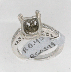 14k White Gold Semi Mount Diamond Ring 0.45 Ctw 