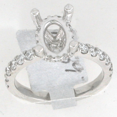14k White Gold Semi Mount Halo Diamond Engagement Ring 0.89 Ctw