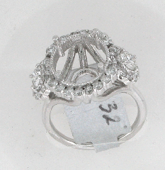 14k White Gold Semi Mount Diamond Ring 1.32 Ctw 