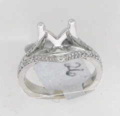 14k White Gold Semi Mount Diamond Catherdral Ring 0.26 Ctw 