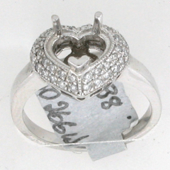 14k White Gold Semi Mount Diamond Halo Solitare Ring 0.38 Ctw 