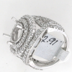 14k White Gold Semi Mount Double Halo Diamond Ring 2.91 Ctw 