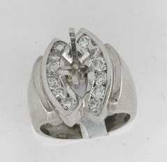 14k White Gold Semi Mount Diamond Solitare Channel Set 1.23 Ctw 