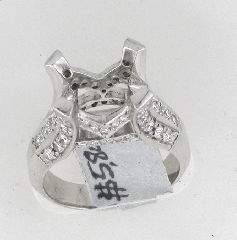 14k White Gold Semi Mount Diamond Catherdral Ring 0.93 Ctw