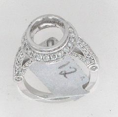 14k White Gold Semi Mount Diamond Bezel Setting Ring 1.12 Ctw 