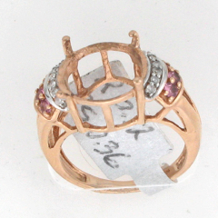 10k Rose Gold Semi Mount Diamond Pink Sapphire Ring 0.48 Ctw 