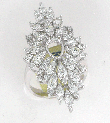 14k White Gold Semi Mount Diamond Ring 2.47 Ctw 