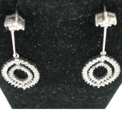 14k White Gold Double Marquise Shaped Round Cut Diamonds Screwback Dangling Earrings 1.91 Ctw 
