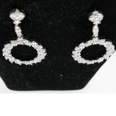 14k White Gold Oval Shaped Diamond Screwback Dangling Earrings 2.45 Ctw 