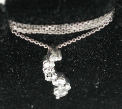 14k White Gold 16" Curve Round Diamond Pendant with Chain 1.05 Ctw 
