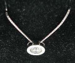 14k White Gold 16" Round Center Diamond Stone Bezel Set Pendant with Chain 0.83 Ctw 