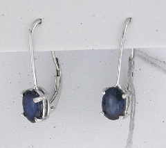 14k White Gold Blue Sapphire Center Stone Solitaire Leverback Earrings 2.60 Ctw 