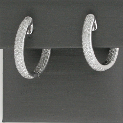18k White Gold Round Cut Diamonds Hoop Earrings 0.57 Ctw 