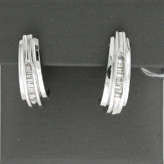 14k White Gold Diamond Baguette Channel Set Dangling Screwback Earrings 0.50 Ctw 