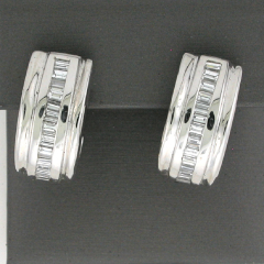 14k White Gold Diamond Baguette Channel Set Dangling Screwback Earrings 1.88 Ctw