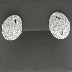18k White Round Cut Cluster Diamond Leverback Dangling Earrings 1.60 Ctw 